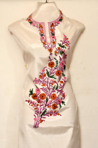 Pure Silk Suit - Pearl White - KatraBAZAAR
