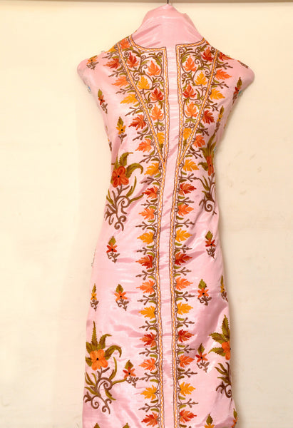 Pure Silk suit with Leaf and Flower - KatraBAZAAR