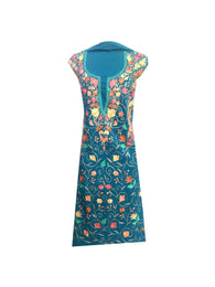 Summer Wear - Blue Suit With A Shape Jaal design - KatraBAZAAR