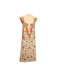 Summer Wear - Creme Suit With A Shape Jaal design - KatraBAZAAR