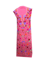 Summer Wear - Pink Suit With A Shape Jaal design - KatraBAZAAR