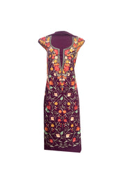 Summer Wear - Maroon  Suit With A Shape Jaal design - KatraBAZAAR