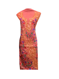 Summer Wear - Red With A Shape Jaal design - KatraBAZAAR