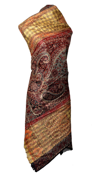 Shawl - Black with Golden Embroidery - KatraBAZAAR