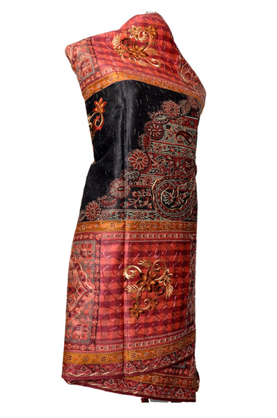 Dark Pink Shawl with Golden work - KatraBAZAAR