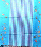 Cyan Semi Pashmina Stole - KatraBAZAAR