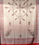 Needle Work on a Semi Pashmina Light Brown Shawl - KatraBAZAAR