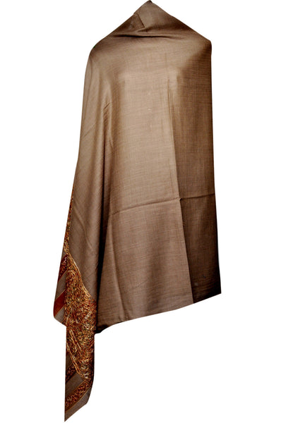Semi Pashmina Shawl - Brown - KatraBAZAAR