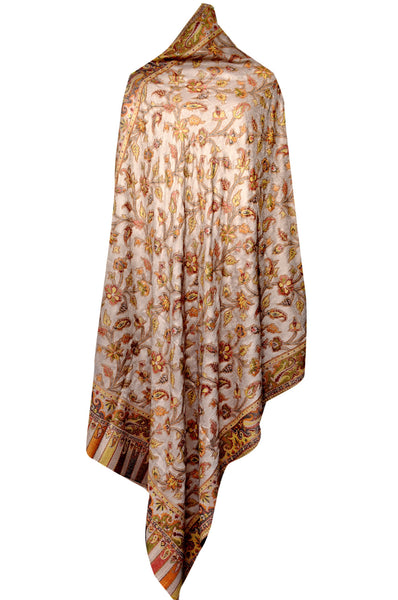 Brown Semi Pashmina Shawl - KatraBAZAAR
