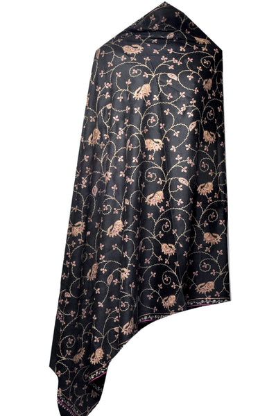 Semi Pashmina Shawl - Black - KatraBAZAAR