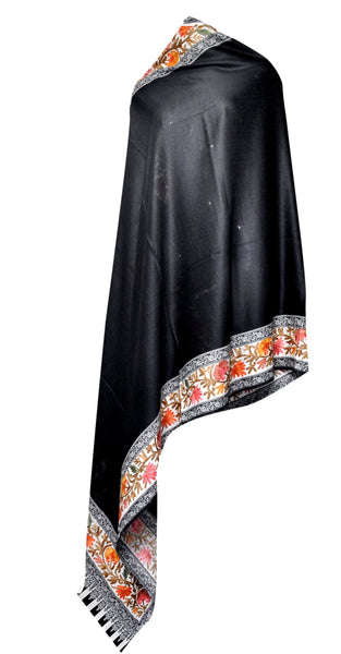 Semi Pashmina Shawl - Black - KatraBAZAAR