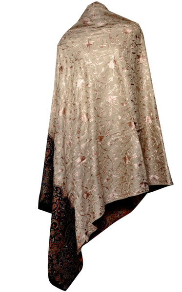 Semi Pashmina Shawl - Light Brown - KatraBAZAAR