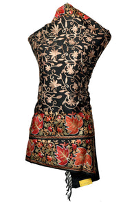 Premium Embroded Stole - Black - KatraBAZAAR