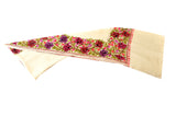 Creme Semi Pashmina Stole With Jari Work From Kashmir - KatraBAZAAR