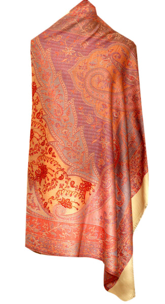 Needle Work on a Semi Pashmina Shawl - KatraBAZAAR