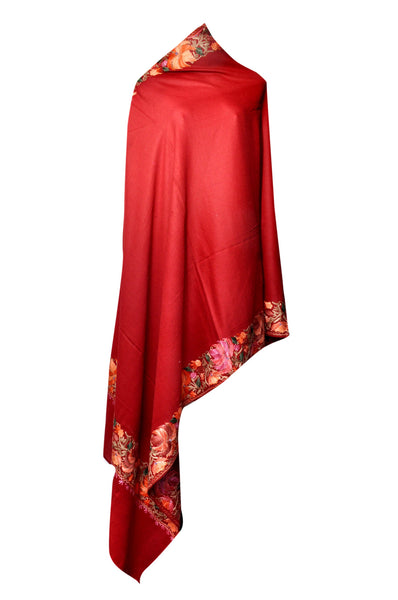 Semi Pashmina Shawl - Maroon - KatraBAZAAR