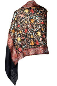 Embroidered Stole - Black Color - KatraBAZAAR