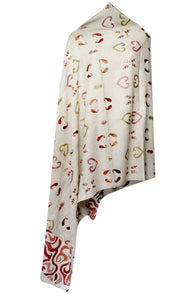 Semi Pashmina White Shawl Embroided with Ari - KatraBAZAAR