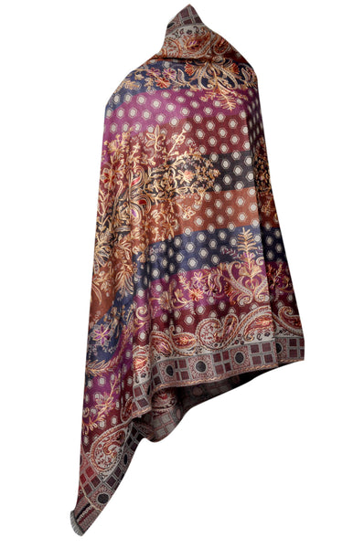 Semi Pashmina Shawl Embroided with Ari - KatraBAZAAR