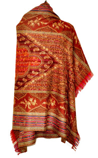 Semi Pashmina Jamawar Shawal With Ari Work - KatraBAZAAR