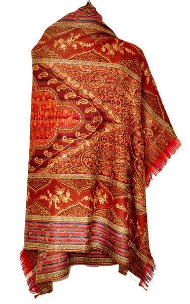 Semi Pashmina Jamawar Shawal With Ari Work - KatraBAZAAR