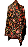 Black Ari on Semi Pashmina Shawl - KatraBAZAAR