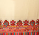 Creme Pashmina shawl with embroidery - KatraBAZAAR