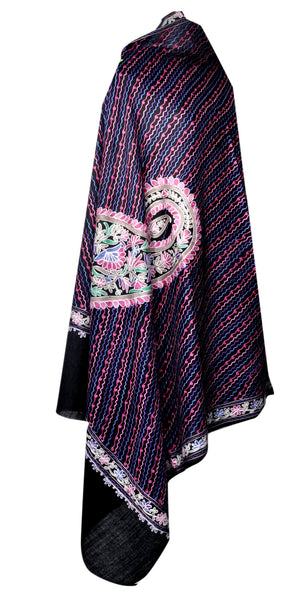 Semi Pashmina Shawl - Black - KatraBAZAAR